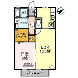 ルミエール・ルナ 2階1LDKの間取り