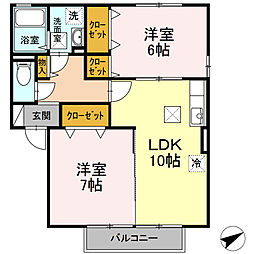 グランモア西市A 2LDKの間取図画像