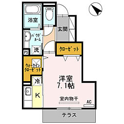 飯島コーポ 1Kの間取図画像