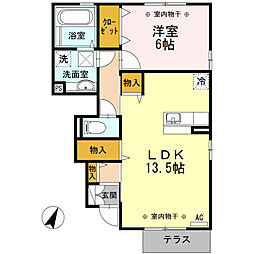 グランツB 1LDKの間取図画像