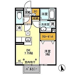 フレンドリヴ 1DKの間取図画像