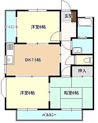 カモミール山陽 3DKの間取図画像