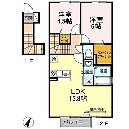 ビューメゾン 2LDKの間取図画像