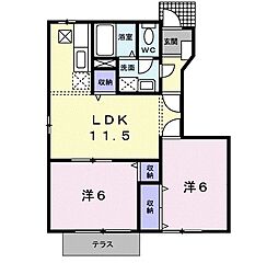 マーヴェラスKA棟 2LDKの間取図画像