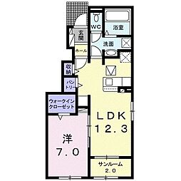 サン・クレールB 1LDKの間取図画像