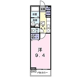 ブラン・ブランシェA 1Kの間取図画像