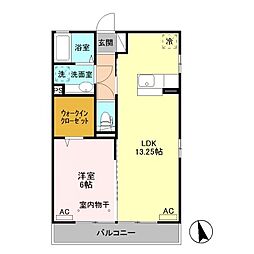 ピュアオール　III 2階1LDKの間取り