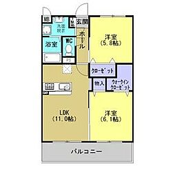 メゾンシュシュ 2LDKの間取図画像