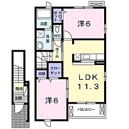 コズカソレイユ 2LDKの間取図画像
