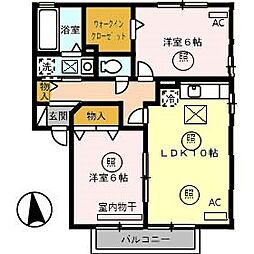 パークアベニューA 2LDKの間取図画像