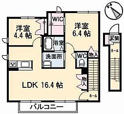 ラ・モードガーデンズ3 2LDKの間取図画像