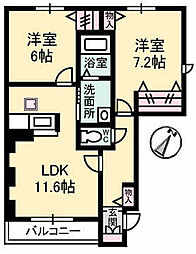 シャーメゾンシエクル 2LDKの間取図画像