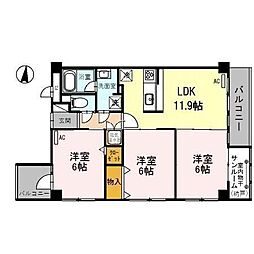 センチュリーミューゼ 4階3LDKの間取り
