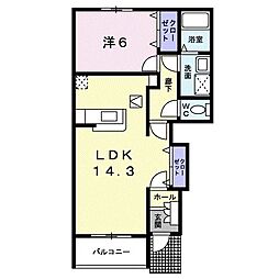 コリーヌ 1LDKの間取図画像