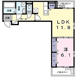 T-TOWN3 1LDKの間取図画像