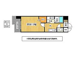 アクシオ片野 1Kの間取図画像