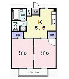 シティハイツハピネス 2Kの間取図画像