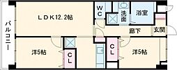 ソレアード苅田 2LDKの間取図画像