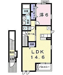 ヴィラ深大寺A 1LDKの間取図画像