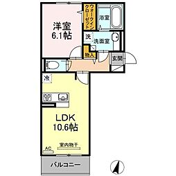 D-room相生町 1LDKの間取図画像