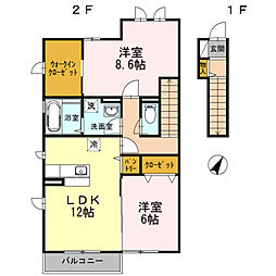 グラン・プレジール 2階2LDKの間取り