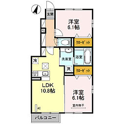 埼玉新都市交通 丸山駅 徒歩15分の賃貸アパート 1階2LDKの間取り
