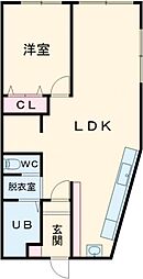 シーザーレジデンス福生 1LDKの間取図画像