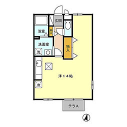 JR高崎線 宮原駅 バス7分 鈴木下車 徒歩1分の賃貸アパート 1階ワンルームの間取り