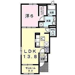 アベニールエテルノB 1LDKの間取図画像