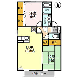 グリーンヒルB 2LDKの間取図画像