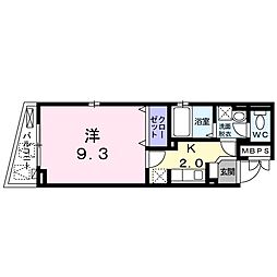 リヴァークレメント 1Kの間取図画像