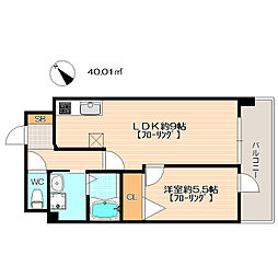 ブランドール山王 1LDKの間取図画像