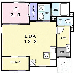 ブルーディアマンテ 1LDKの間取図画像