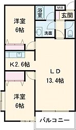 C-グリーン 2LDKの間取図画像