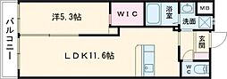 ウイングス里中 1LDKの間取図画像