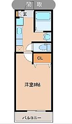ソレイユパルク13番館 1Kの間取図画像