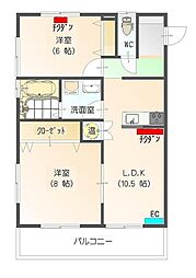 すまいる15番館 3階2LDKの間取り