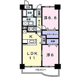 マンショングランデカナバ 2LDKの間取図画像