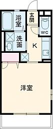 レトア2 1Kの間取図画像