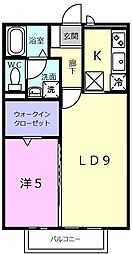 ユーメイン 1階1LDKの間取り