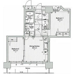 エステムプラザ天神EASTプレミアムタワー 1LDKの間取図画像