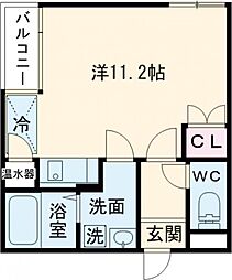 コートヴィラサヌイ ワンルームの間取図画像
