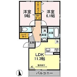 リルインフィニティ 2LDKの間取図画像