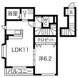 文水壱番館 1LDKの間取図画像