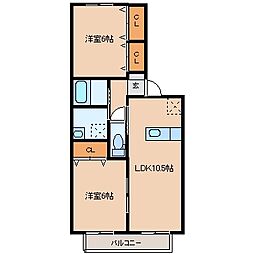 クレール桜木 2LDKの間取図画像