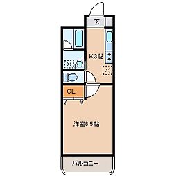 ロワジールK2 1Kの間取図画像