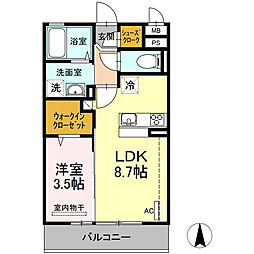 メゾン・ド・リアン 1LDKの間取図画像