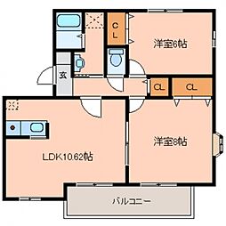アメニティ桜小路 1階2LDKの間取り