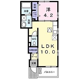 ユーハイムB 1LDKの間取図画像