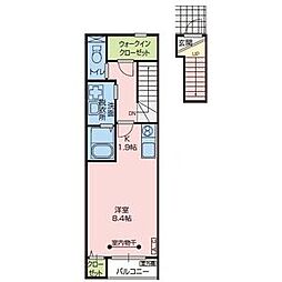 パル木ノ下A 1Kの間取図画像